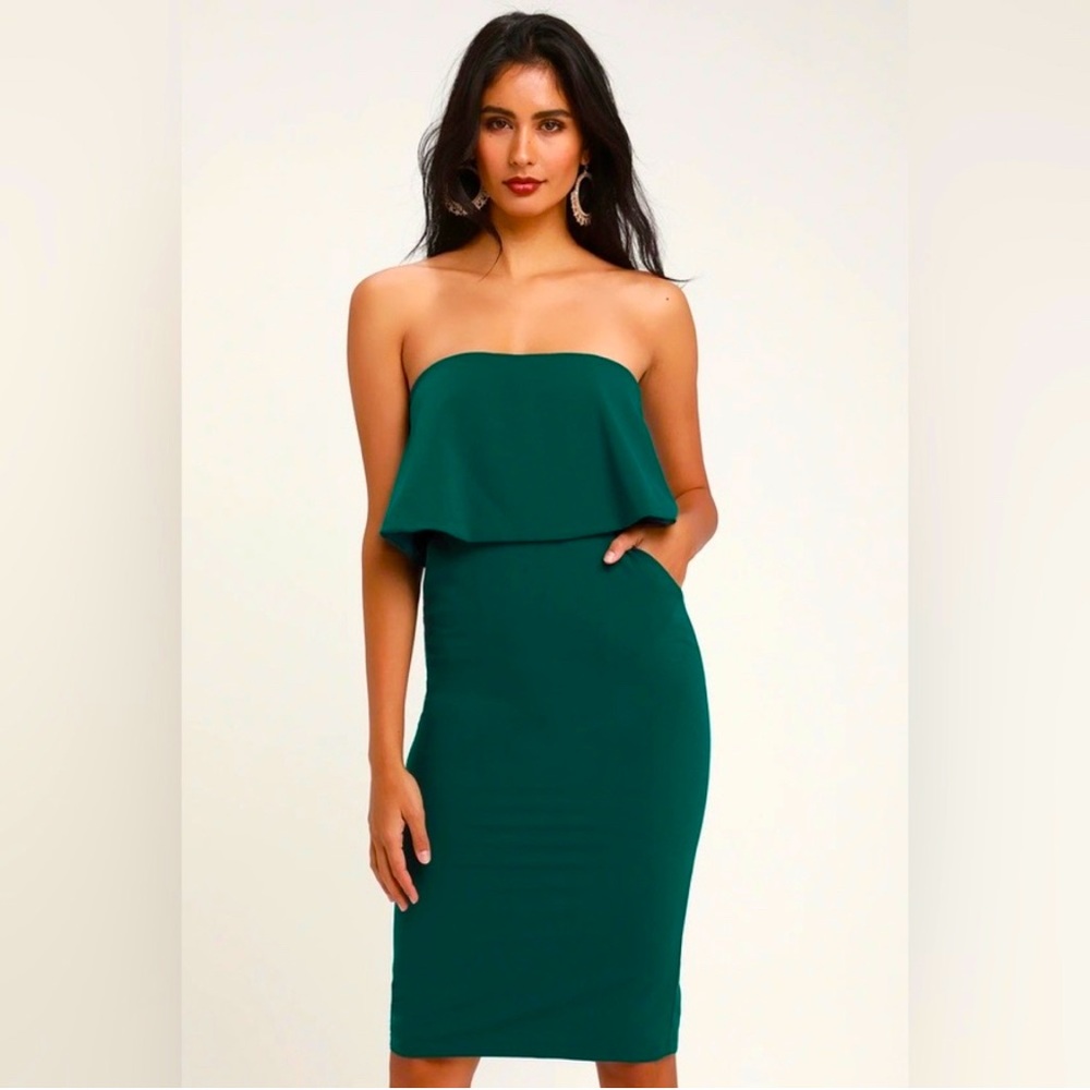 Lulus strapless bodycon midi dress